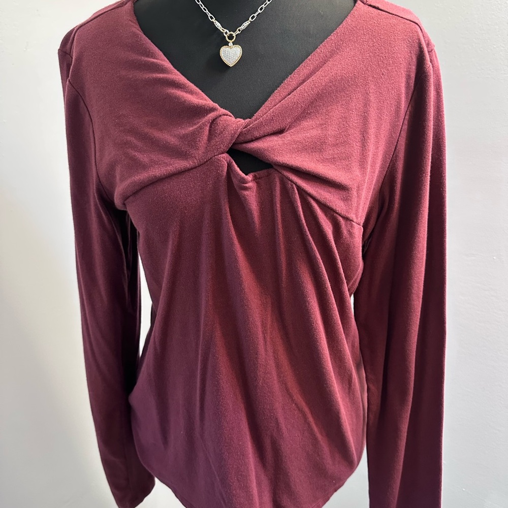 Elegant Burgundy Knot Front Top